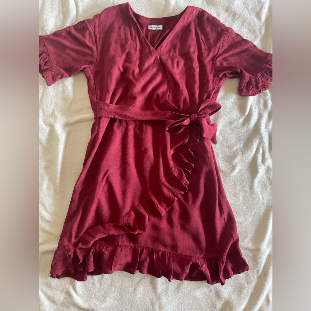 Crazy 8 little youth girl mauve faux wrap dress size small 5-6 EUC